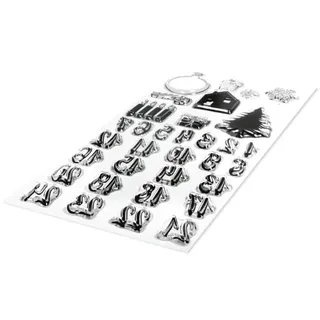 Rayher Clear Stamps-Adventskalender Classic, 97x205mm, 33 Motive, SB-Btl. 1Bogen, Weiß, Normal