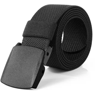 AiQInu Elastischer Arbeitsgürtel Herren, Verstellbarer Nylon Outdoor Gürtel Herren, Metallschnalle Gürtel Ohne Löcher, Schneller Pass durch die Flughafensicherheit