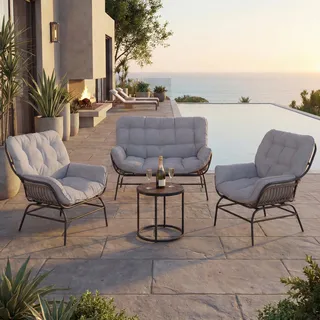 Mendler Lounge-Set HWC-P75 Loungesofa dunkelgrau/hellgrau