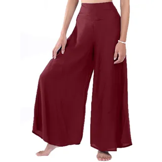 Lofbaz Damen weites Bein Palazzo Hose Yoga Salon Hippie Haremshose Hosen - Feste Rot - S