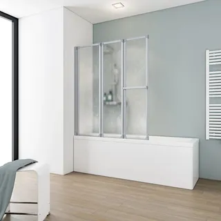 Schulte Badewannenaufsatz Komfort 3-tlg. Kunstglas Alu-Natur 140 cm x 126,8 cm