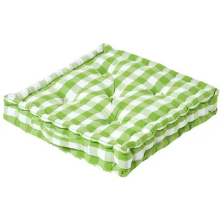Homescapes Sitzkissen grün-weiß kariert 50/50/10 cm , Textil , Kariert , Füllung: Polyester , Quadratisch , 50x10x50 cm , Oeko-Tex® Standard 100 , Heimtextilien, Wohntextilien, Kissen