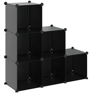 vidaXL Regalsystem mit 6 Würfeln, Würfelregal mit viel Stauraum, Schuhregal mit Stahlrahmen, Regal Standregal Modular Büro, Schwarz PP