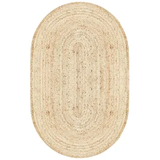 Oval Jute Teppich Teppiche Wanddeko Outdoor Garten Flur Natur 150cm Gross