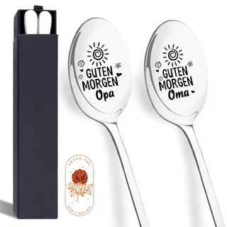 2 Edelstahl Kaffeelöffel mit Gravur, Geschenk für Oma & Opa, Großeltern
