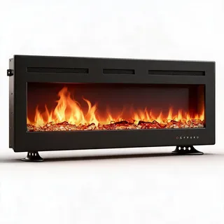 IDEALHOUSE 3-in-1 Elektrokamin mit Heizung, Elektro-Wandkamin 127 cm | Mit 3D LED-Flammeneffekt, 12 Farben - Thermostat & Timer - Touchpanel + Fernbedienung