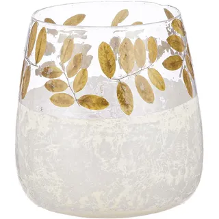 GILDE Teelichthalter »Kerzenhalter Foliage« 1-flammig, aus Glas, Höhe ca. 20 cm, weiß