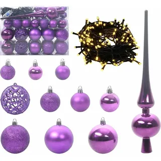 Weihnachtskugel-Set mit 150 LEDs 61 pcs Lila Kunststoff - Lila
