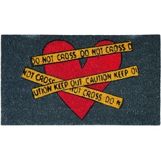 Laroom Kukuxumusu do Not Cross Caution Herz, Pink & Black, 40x70x1,8cm