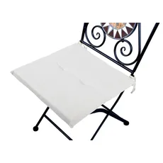VERDELOOK Quadratisches Stuhlkissen, schmutzabweisend, mit Bindebändern für bequemen Sitz, Weiß