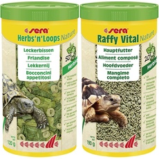 sera Herbs and Loops Nature 1.000 ml (120 g) - Leckere Kräuter für eine artgerechte Abwechslung & Raffy Vital Nature 1.000 ml (190 g) - Schmackhafte Kräutervielfalt für Herbivore Reptilien