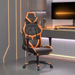 The Living Store Gaming-Stuhl mit Fußstütze Schwarz und Orange Kunstleder - Schwarz