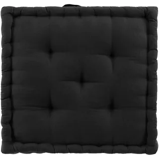 Douceur d'Intérieur Twily Bodenkissen (50 x 50 x 10 cm), Schwarz, Baumwolle/Recycling-Polyester