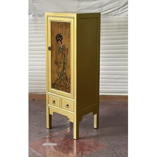 Antiker chinesischer Schrank Höhe131cm mit Geisha Türmotiv Farbe gold