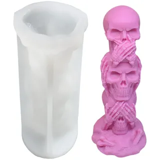 TROYSINC 3D Schädel Kerzenform DIY Schädelkerzenform, Schädelform aus Harz,Kerzenformen für die Kerzenherstellung, Kerzengießform für Halloween Dekoration (B)