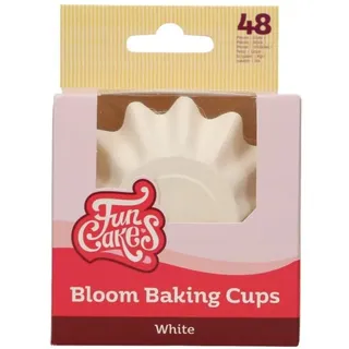 FunCakes Baking Cups Weiß 48 Stück Muffin und Cupcake Förmchen Papier, Bloom Backförmchen aus beschichtetem Karton, Perfekt für Cupcakes und Muffins - Pk/48