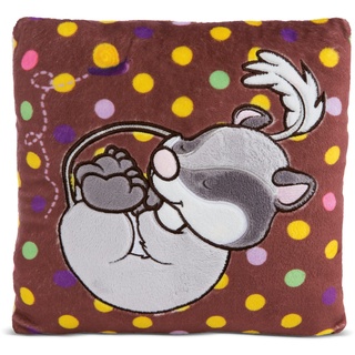 NICI Kuschelkissen Siebenschläfer – Nachhaltiges Kuscheltierkissen für Mädchen, Jungen & Babys – Flauschiges Stofftierkissen, 25 x 25cm - 48212