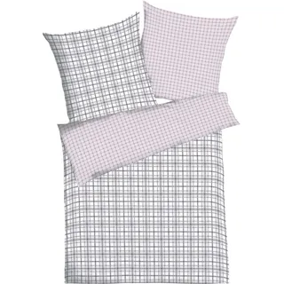 Wendebettwäsche KAEPPEL "Plaid", rosa (rosé), B/L: 140cm x 200cm, 1 Stk., 1 Stk., Seersucker, B/L: 70cm x 90cm, 2 Stk., Seersucker, Obermaterial: 100% Baumwolle, Bettwäsche, Wendebettwäsche, angenehm wärmend