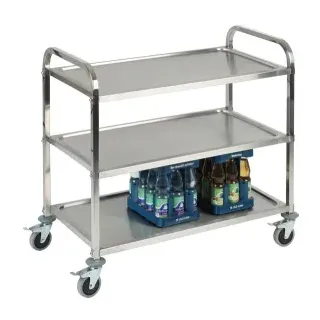 APS Servierwagen, Praktischer Transportwagen aus Edelstahl, Maße (B x L x H): 96 x 50 x 94 cm