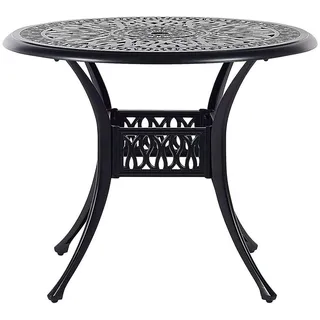 Beliani Gartentisch Ø 90 x 72 cm Schwarz/Beige