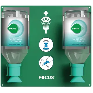 Focus Emergency Doppel-Augenwaschstation Inklusive Halterung - Komplett