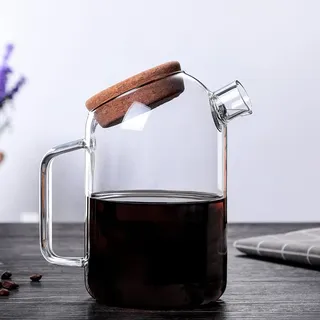 Jauhmui Glaskaraffe mit Korkdeckel Wasserkrug für Saft Getränke (1000ml)