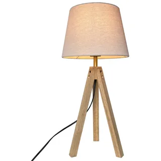 meineWunschleuchte Große Tischlampe mit Stoffschirm Creme Weiß, 55cm