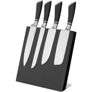 Navaris Messerhalter magnetisch aus Kautschuk 27,7x27,5x12cm - Magnet Messerblock Messerbrett Holz Magnethalter - Messer Halterung unbestückt schwarz - Schwarz