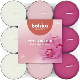 Bolsius - Duftteelichter in drei Farben - rosa Orchidee - 144 Stück - Natürliche Extrakte – Enthält Veganes Wachs – Ohne Palmöl