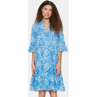 Saint Tropez Blusenkleid »EdaSZ Dress« Sommerkleid, Tunikakleid mit Volant und 3/4 Ärmel, blau