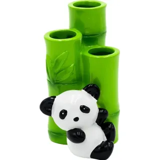 Sadena Zahnputzbecher , Grün, Schwarz, Weiß , Kunststoff , Panda , 9.2x11.6x6.4 cm , Badaccessoires, Zahnputzbecher