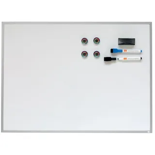 NOBO Kleines Magnetisches Whiteboard, Trocken Abwischbar, Leicht zu Reinigen, Wandmontage, Integrierte Stifthalterung, Zuhause/Büro, 585 x 430 mm, Zweifarbig Sortiert, 1903772