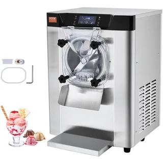 Vevor Kommerzielle Eiscreme-Maschine, 12 L/h Einzelgeschmacksrichtung Arbeitsplatten-Eiscrememaschine für Hartes Servieren, 4,5 L Edelstahlzylinder, LED-Panel, Automatische Vorkühlung mit Reinigung
