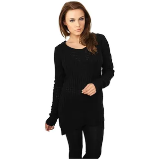 Urban Classics Damen Pullover Ladies Long Wideneck Sweater, Gr. Small, Schwarz (Black 7)