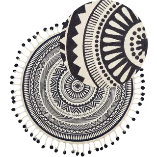 Beliani Vintage-Teppich, Blau ø 120 cm Baumwolle