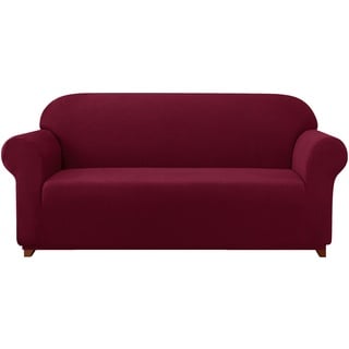 subrtex Spandex Sofabezug Stretch Sofahusse Couchbezug (2 Sitzer, Weinrot)