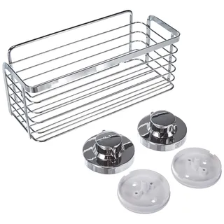 CORNAT Duschkorb 3 in 1 - Extra großer & hoher Korb - Zur Wandmontage - 3 Befestigungsoptionen mit Saugnapf, Klebepad & Bohren - Verchromt / Duschregal / Duschablage / T340272
