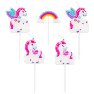 Einhorn-Kerzen mit Regenbogen - 5 Stück