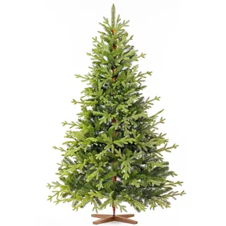 FAIRYTREES Weihnachtsbaum künstlich 180cm BAYERISCHE Tanne Premium | EU | Christbaum Holzständer | Tannenbaum künstlich mit Naturgetreue Spritzguss Elemente - Grün