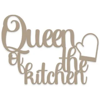 Declea Queen of Kitchen Holz-Schriftzug zum Aufhängen, ideal für die Küche - Dekoration für Zuhause, Küche, Restaurants und Räume, dekorativer Schriftzug aus Holz, handgefertigt