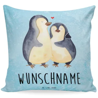 Mr. & Mrs. Panda Personalisiertes Kissen Pinguin umarmen - Personalisierte Geschenke, Liebe, Kinderkissen Mit Namen, Hochzeit, Kuschelkissen, Hochzeitstag, personalisiert