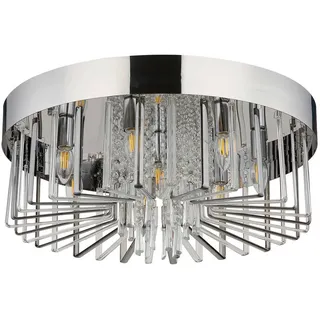 Globo Deckenleuchte , Grau, Klar, Chromfarben , Metall, Glas , rund , 27 cm , Ce , Lampen & Leuchten, Leuchtenserien