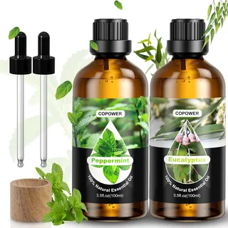 COPOWER Ätherische Öle für Diffuser, 2x100 ml Ätherische Öle -Eukalyptusöl und Minzöl, 100% Reine Natürliche Unverdünnte Duftöl GeschenkSet, Ätherische Öle Set für Diffuser Kerzen Humidifier Seife