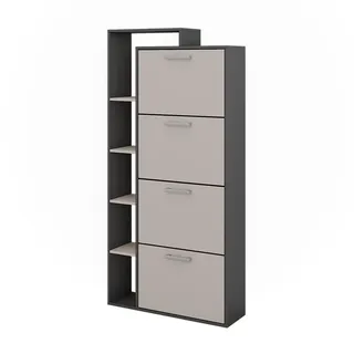 Vicco Schuhkipper Orlando Anthrazit/Greige 80 x 166.1 cm mit 4 Fächern , Holzwerkstoff , Rechteckig , 80x166.1x24.2 cm , Garderobe, Schuhaufbewahrung, Schuhkipper