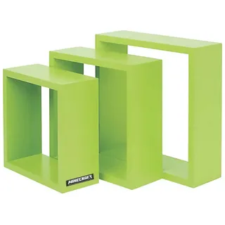 Minecraft Wandregal , Grün , Holzwerkstoff , Gaming , 28x28x18 cm , erweiterbar, hängend, in verschiedenen Holzdekoren erhältlich , Wohnzimmer, Regale, Wandregale