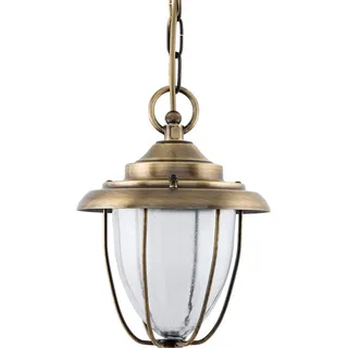 Licht-Erlebnisse Grevena Pendelleuchte Messing Glas IP23 E27 1-flammig Außen