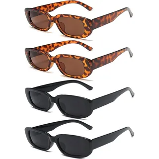 4er Set Damen Retro Sonnenbrillen Quadrat Vintage Brille