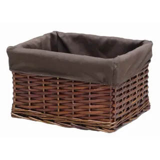 Ambia Home Regalkorb , Braun , Textil , Weide , massiv , 10 l , rechteckig , 27x18x31 cm , Innenfutter, handgemacht , Ordnen & Aufbewahren, Dekoboxen & Aufbewahrungsboxen, Regalboxen & Stehsammler