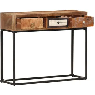 vidaXL Konsolentisch Golden 90x30x75 cm Altholz Massiv - Braun