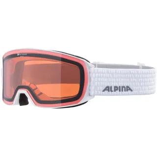 Alpina NAKISKA Q - verspiegelte, kontrastverstärkende & polarisierte OTG Skibrille mit 100% UV-Schutz für Erwachsene - white matt - one size